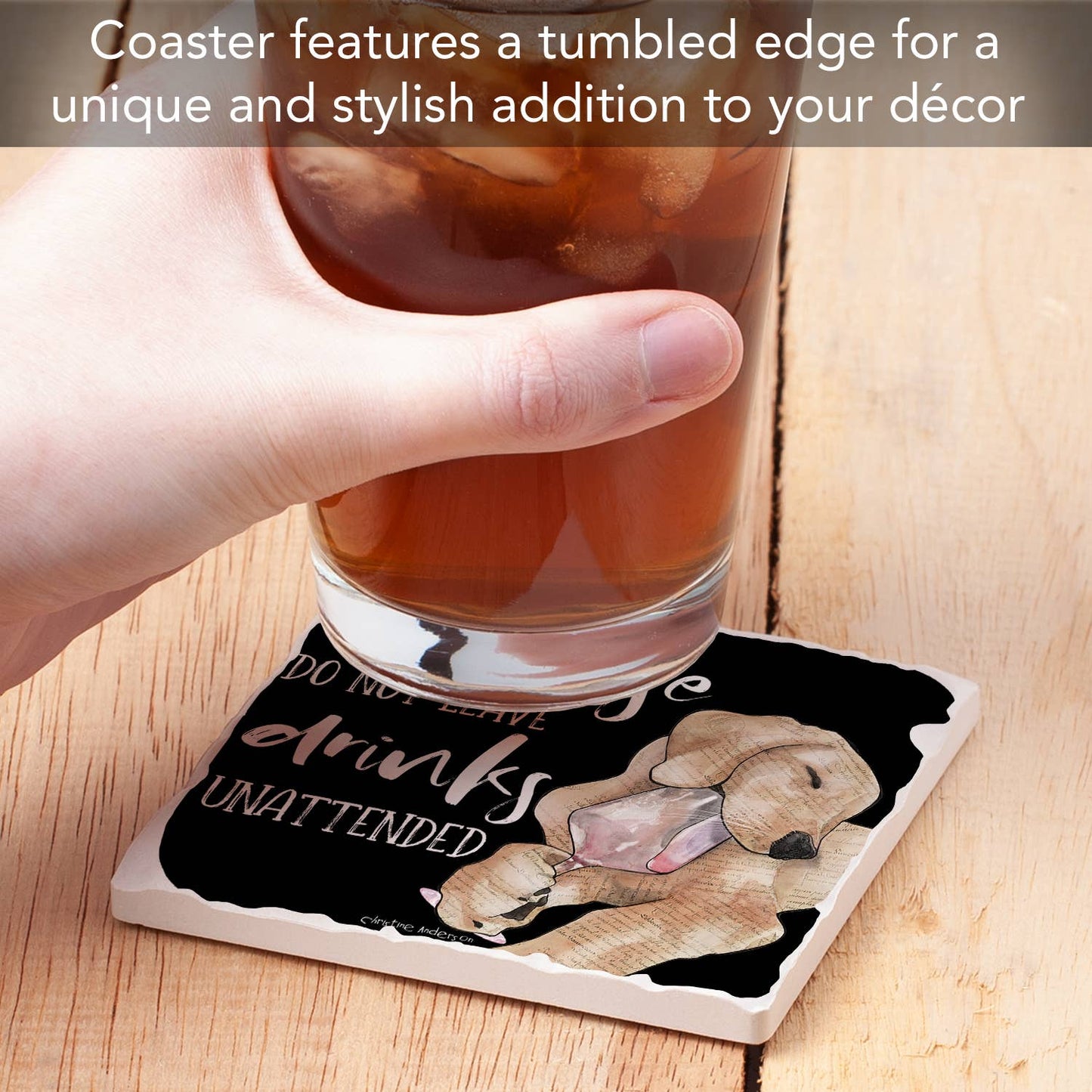CounterArt/Highland Home/Thirstystone - Unattended Single Absorbent Stone Tumbled Tile Coaster