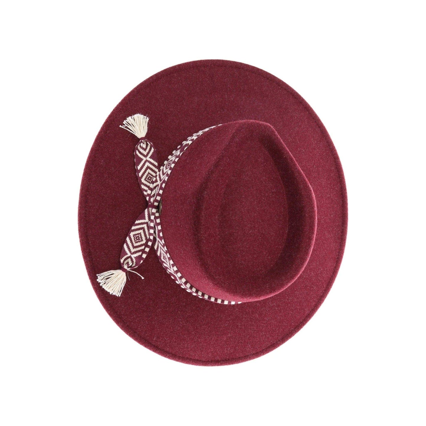 MiMi Wholesale - WF3 Lauren Felt Panama Brim Hat With Aztec Trim Band: Heather Dove