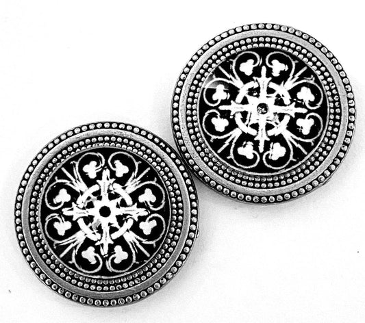 MagneButton - Black & White Mandala II Image Magnet Button Pin Set