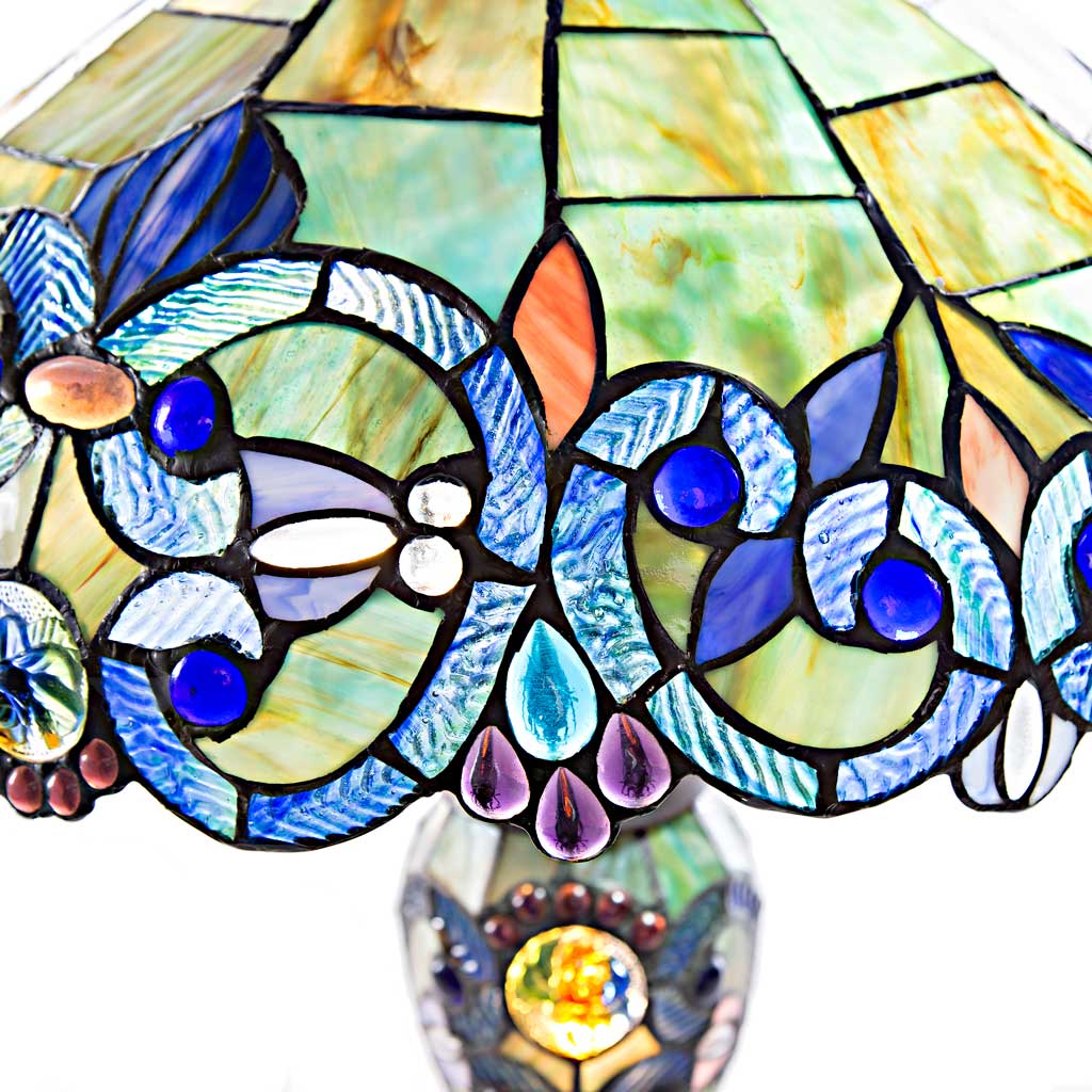 River of Goods - 26"H Mila Blue Stained Glass Double Lit Table Lamp