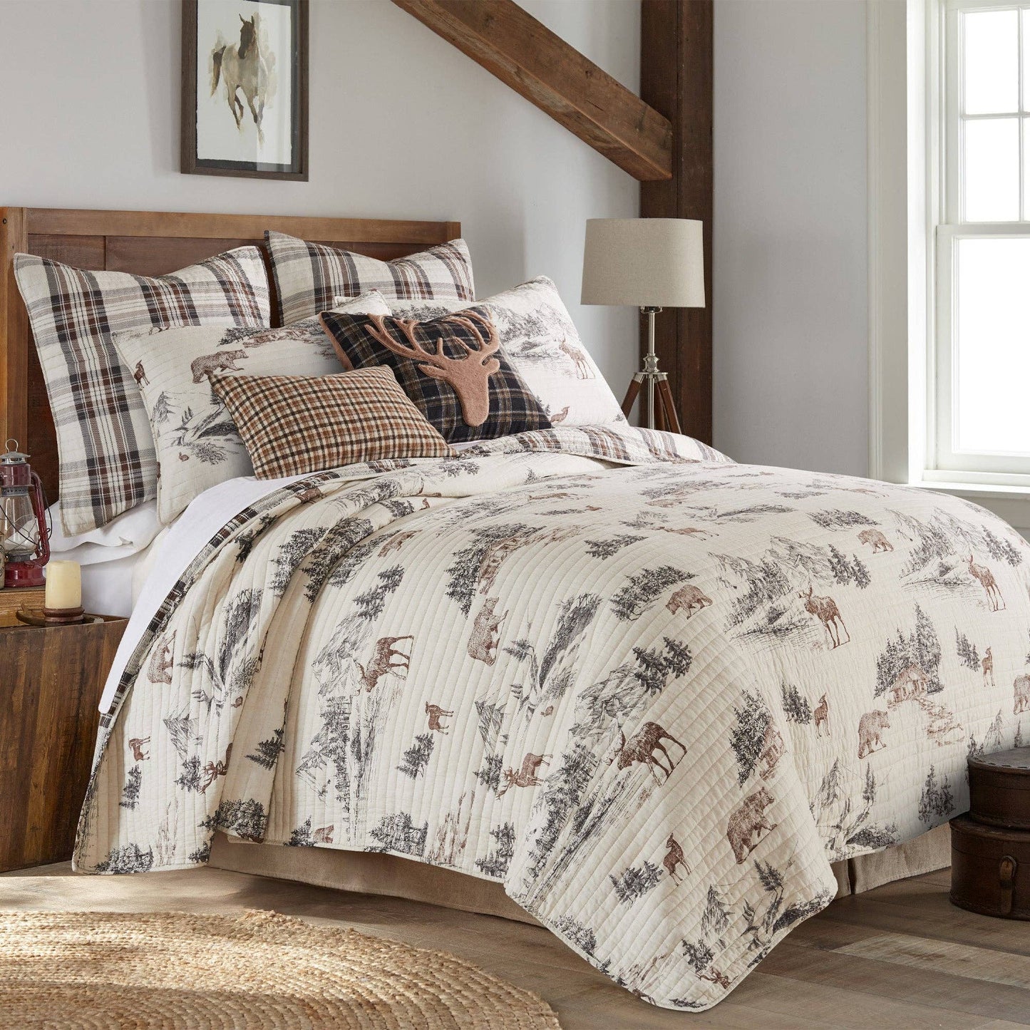 Levtex Home - Lodge Toile Quilt Set: Tan / King/Cal King