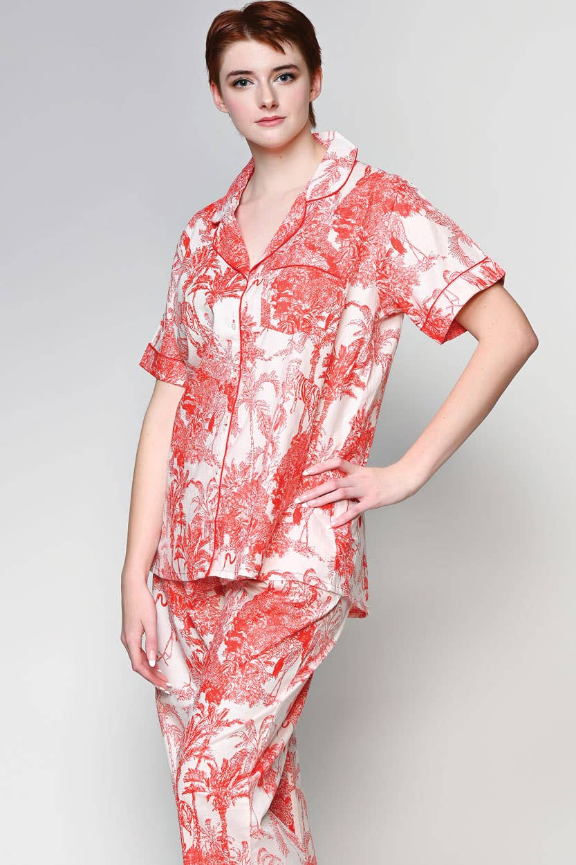 Sevya Handmade - Shanti Pajama Set: S/M / Red & White