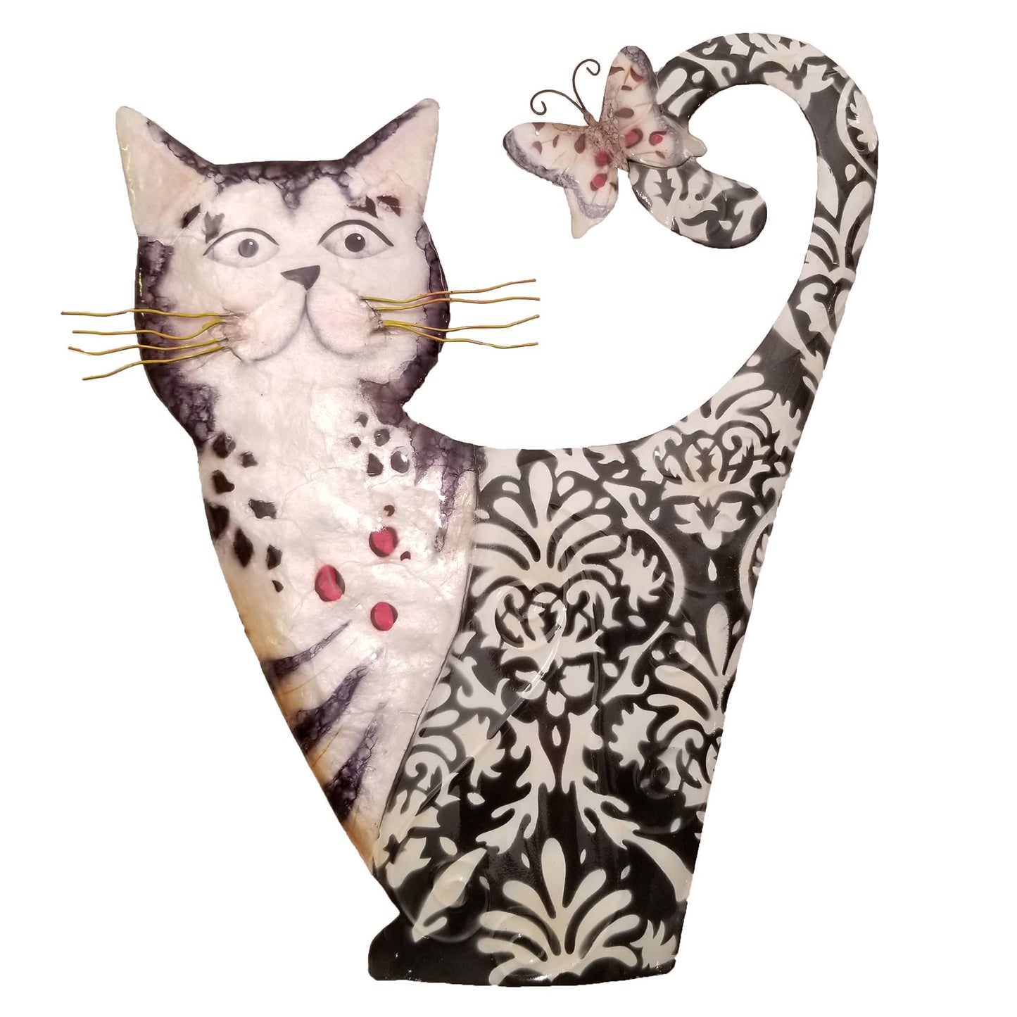 Eangee Home Design - Cat Wall Decor White And Black, Capiz & Metal, Outdoor Safe