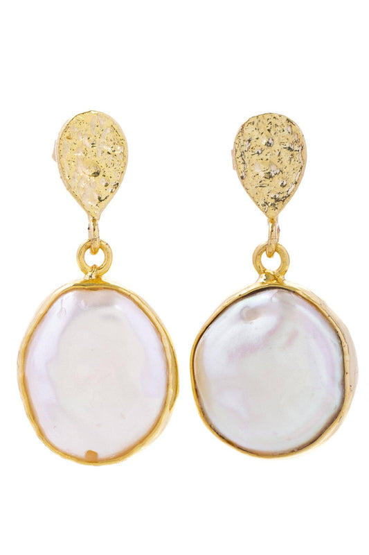 SAACHI - Freshwater Pearl Full Moon Dangle Earrings