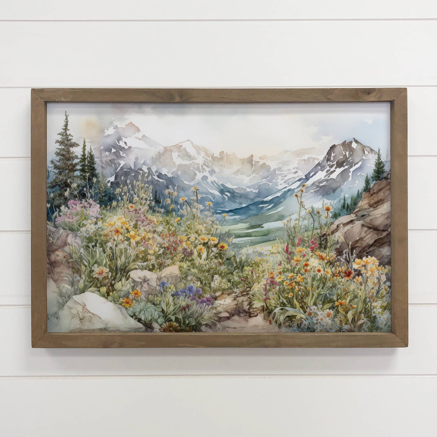 Hangout Home - Mountain Wildflowers - Mountain Landscape Canvas Art: 24x36" Extra Large Canvas Art with Thick Wood Frame
