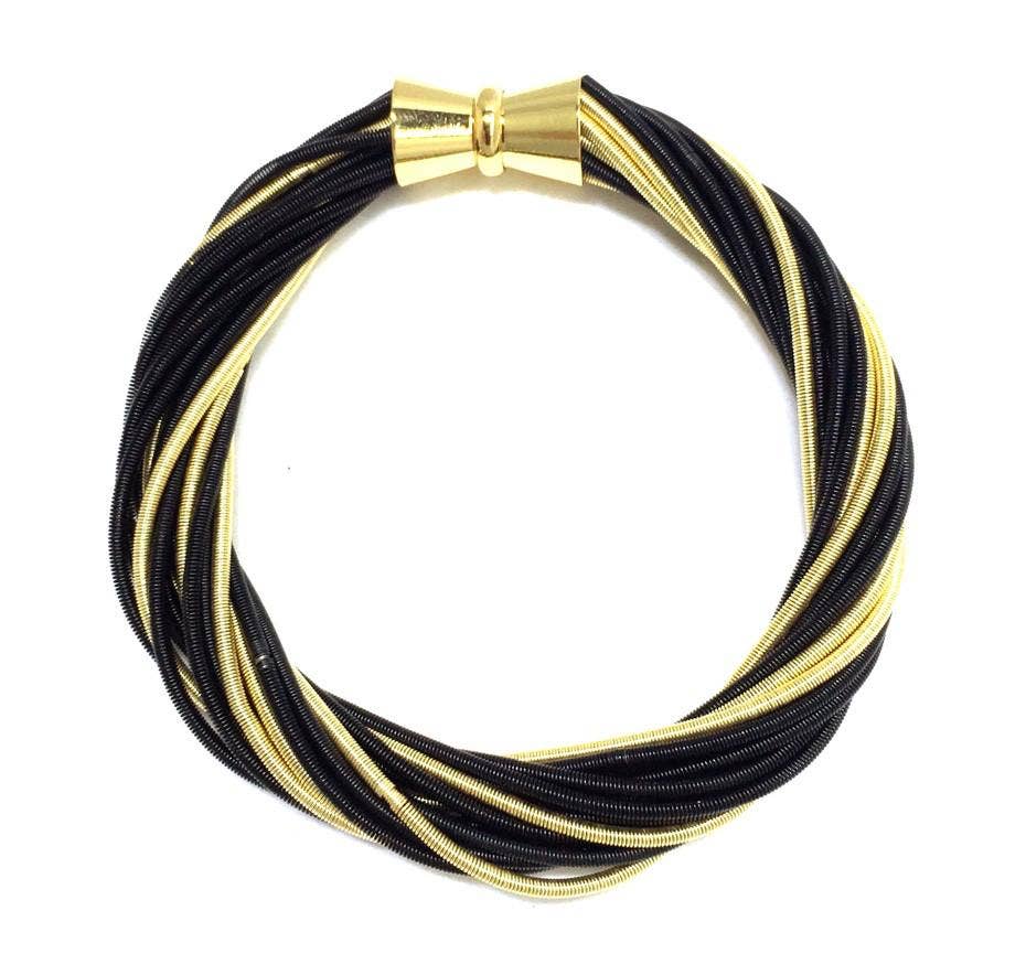 Sea Lily - 598 - Black/Gold Twist Bracelet with Magnetic Clasp