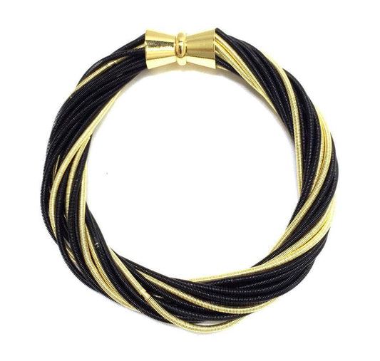 Sea Lily - 598 - Black/Gold Twist Bracelet with Magnetic Clasp