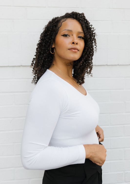 ELIETIAN - Reversible Long Sleeve - Curvy Fit: White