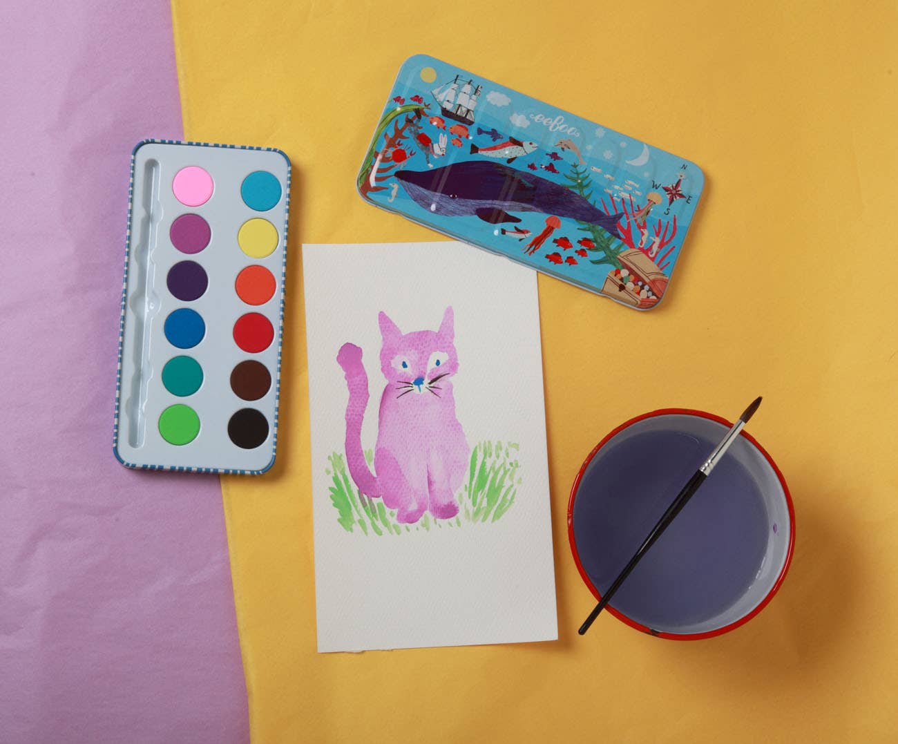 eeBoo - In The Sea 12 Watercolors Tin