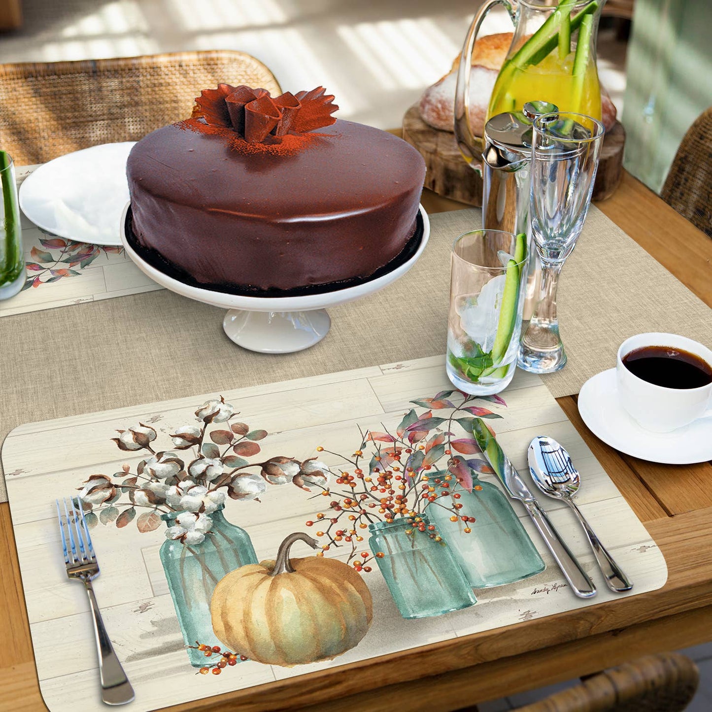 CounterArt/Highland Home/Thirstystone - Pumpkin Time Reversible Rectangular Plastic Placemat