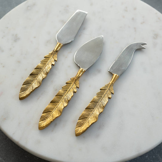 India Handicrafts Inc - Alu-Gold Leaf Cheese Tools, Set of 3