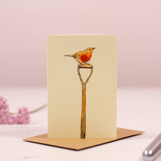 Papersheep UK - Mini Robin on a Spade hand finished card