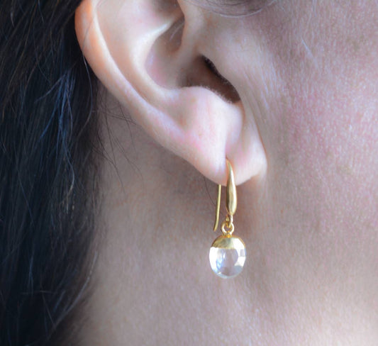 AJS Design Studio - Faceted Crystal Quartz Drop Earrings
