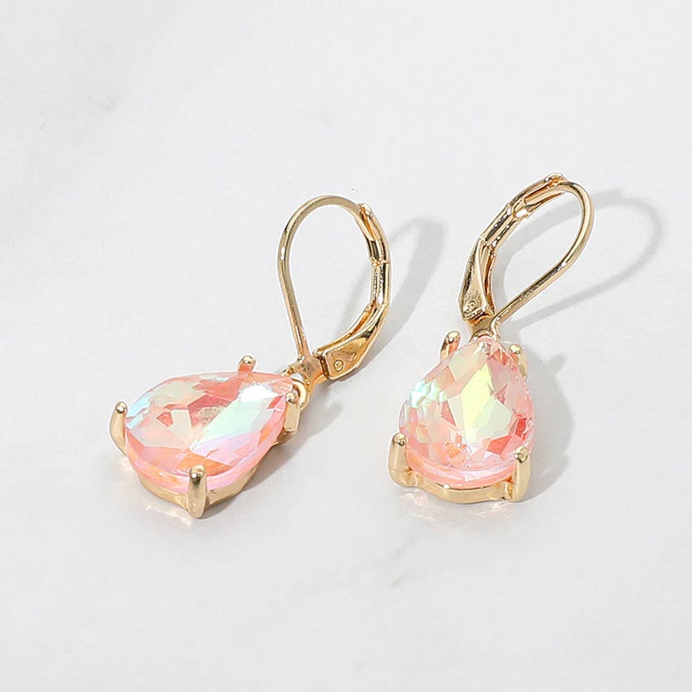 Sensibling Corp. - Teardrop Glass Stone Drop Dangle Earrings: AB,Aqua