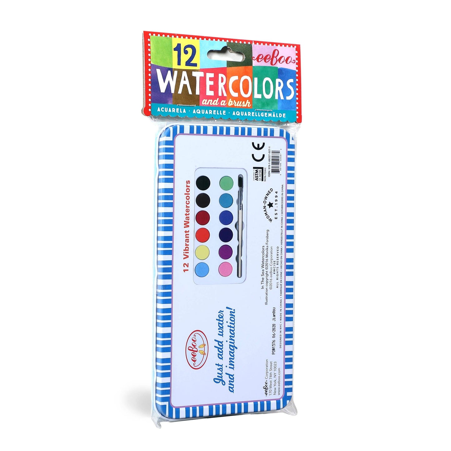 eeBoo - In The Sea 12 Watercolors Tin
