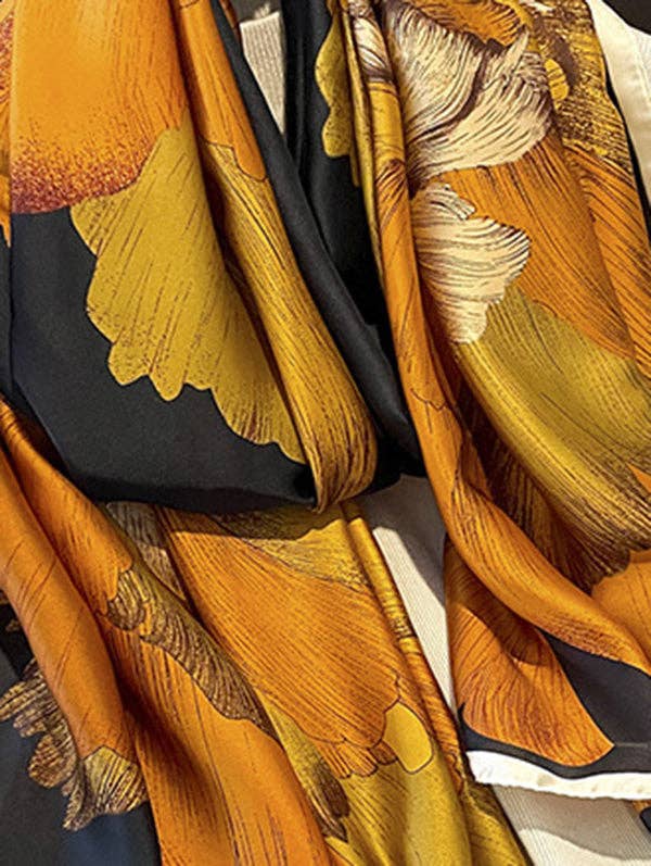 UZ Wholesale Store - Floral Printed Shawl&Scarf: ORANGE / One_size