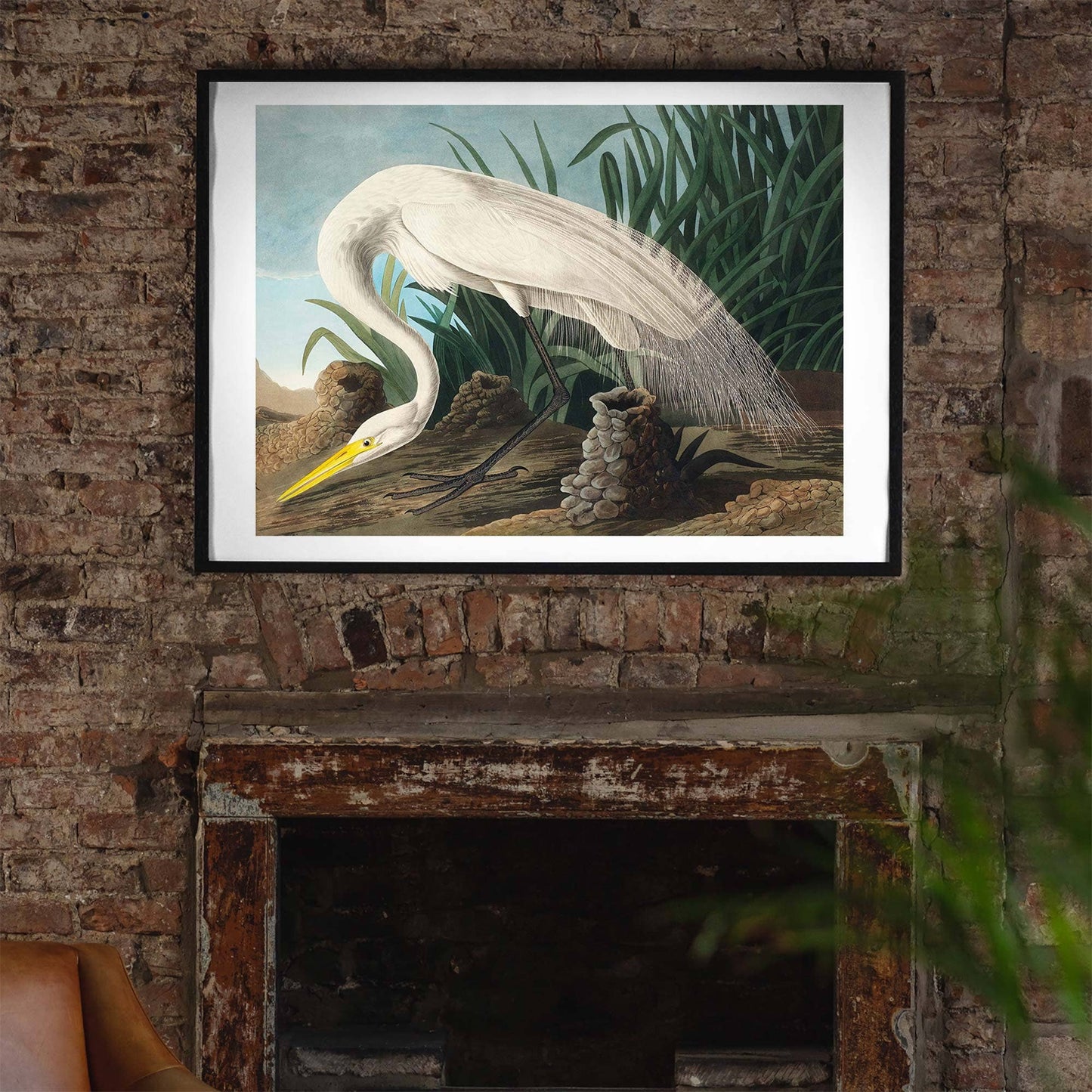 Ink & Drop - White Heron vintage print: 11 ¾ x 15 ¾ in | 30x40 cm / Matte
