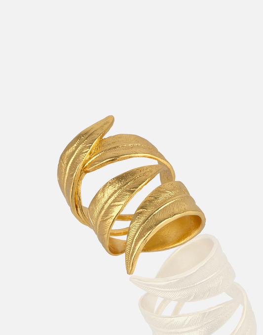 AJS Design Studio - Gold plated feather wrapped ring
