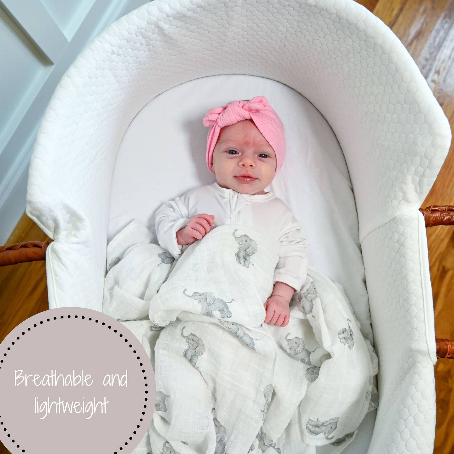 LollyBanks - Baby Elephant Muslin Swaddle Blanket