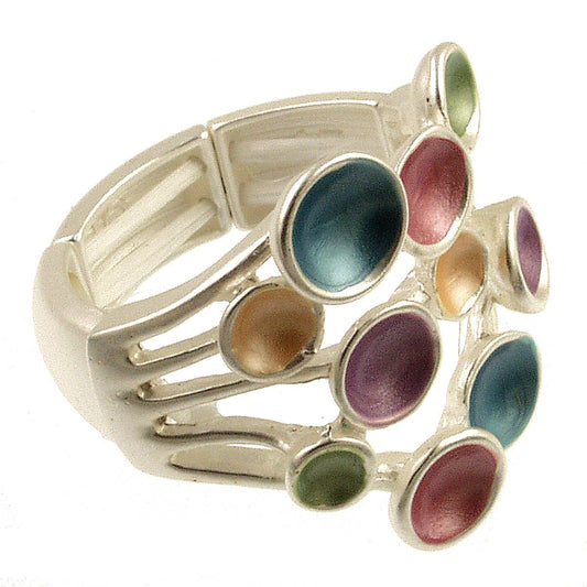 Origin Jewelry - Stretch Ring - Confetti Ring in Three-Tones: Silver Multi
