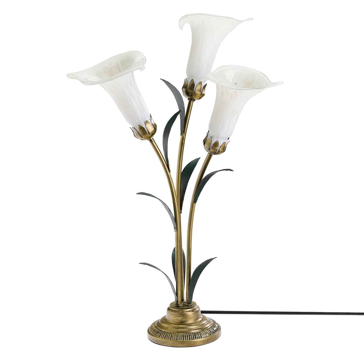 River of Goods - 23.5"H White 3 Shade Handblown Glass Calla Lily Table Lamp