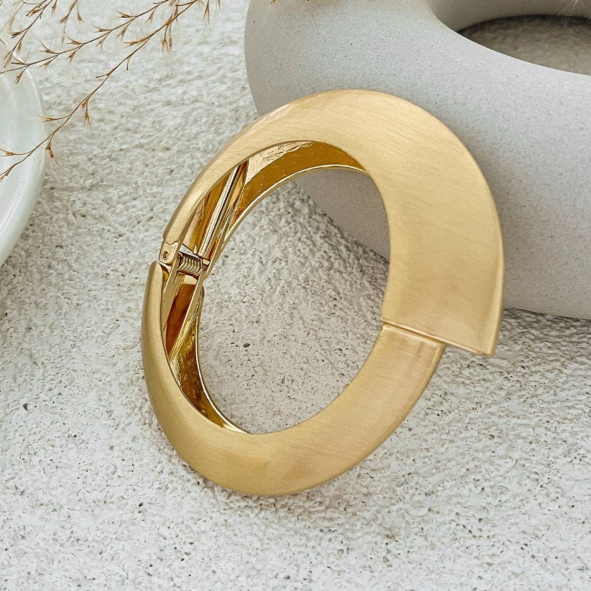 Dipped Shop - Minimalist Matte Wide Irregular Bangle Bracelet DP25D713: Gold / 02