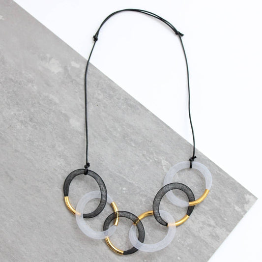 Sylca Designs - Gold Accented Mesh Statement Necklace