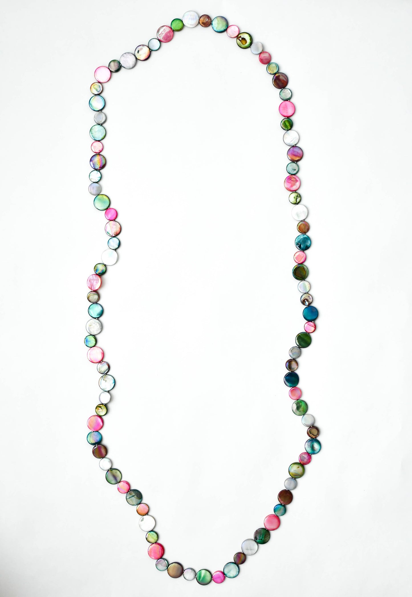 Sea Lily - 2051 - Berry/Teal/Light Gray Single Strand MOP Necklace