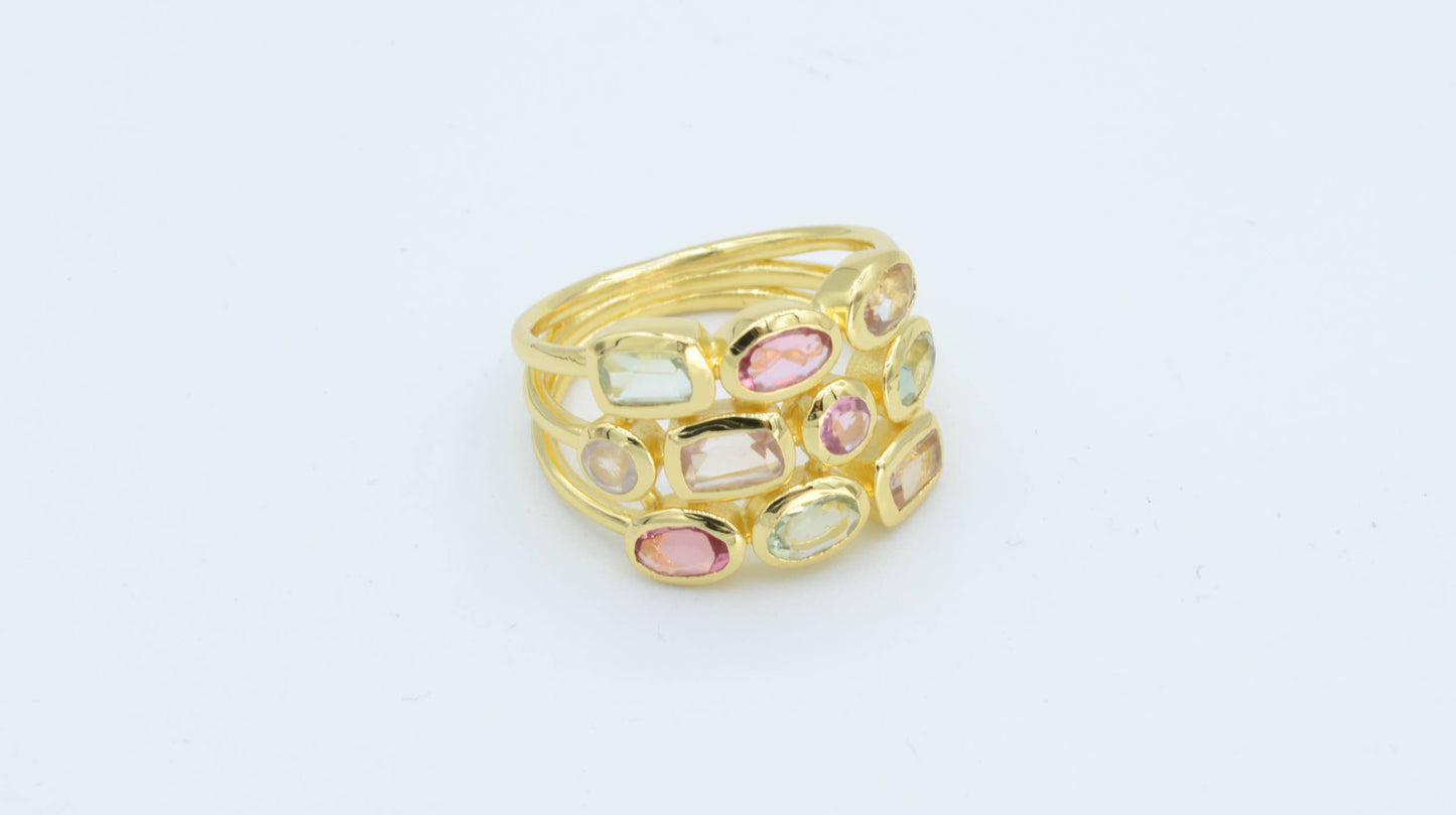 AJS Design Studio - 
Elegant Trio Gemstone Ring: Size 6