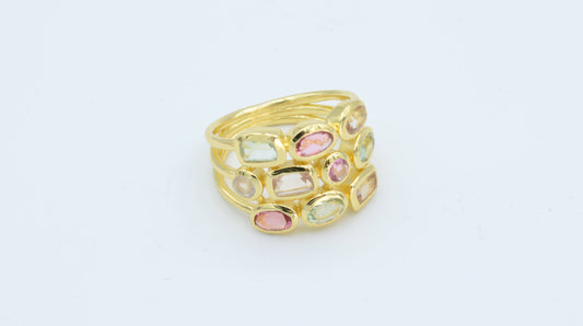 AJS Design Studio - 
Elegant Trio Gemstone Ring: Size 6