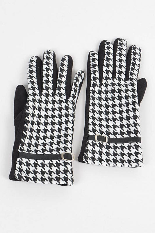 Shop Neighbors - Houndstooth Print Gloves: BLACK