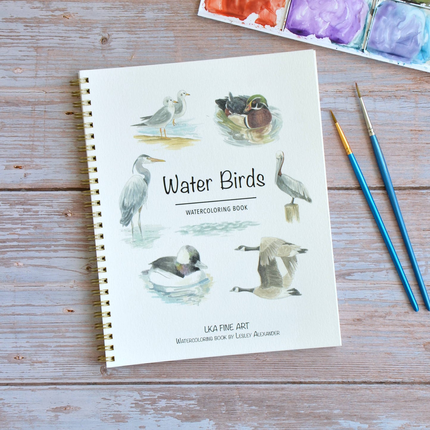 LKA Fine Art - Watercolor workbook, Water Birds Themed Watercoloring book