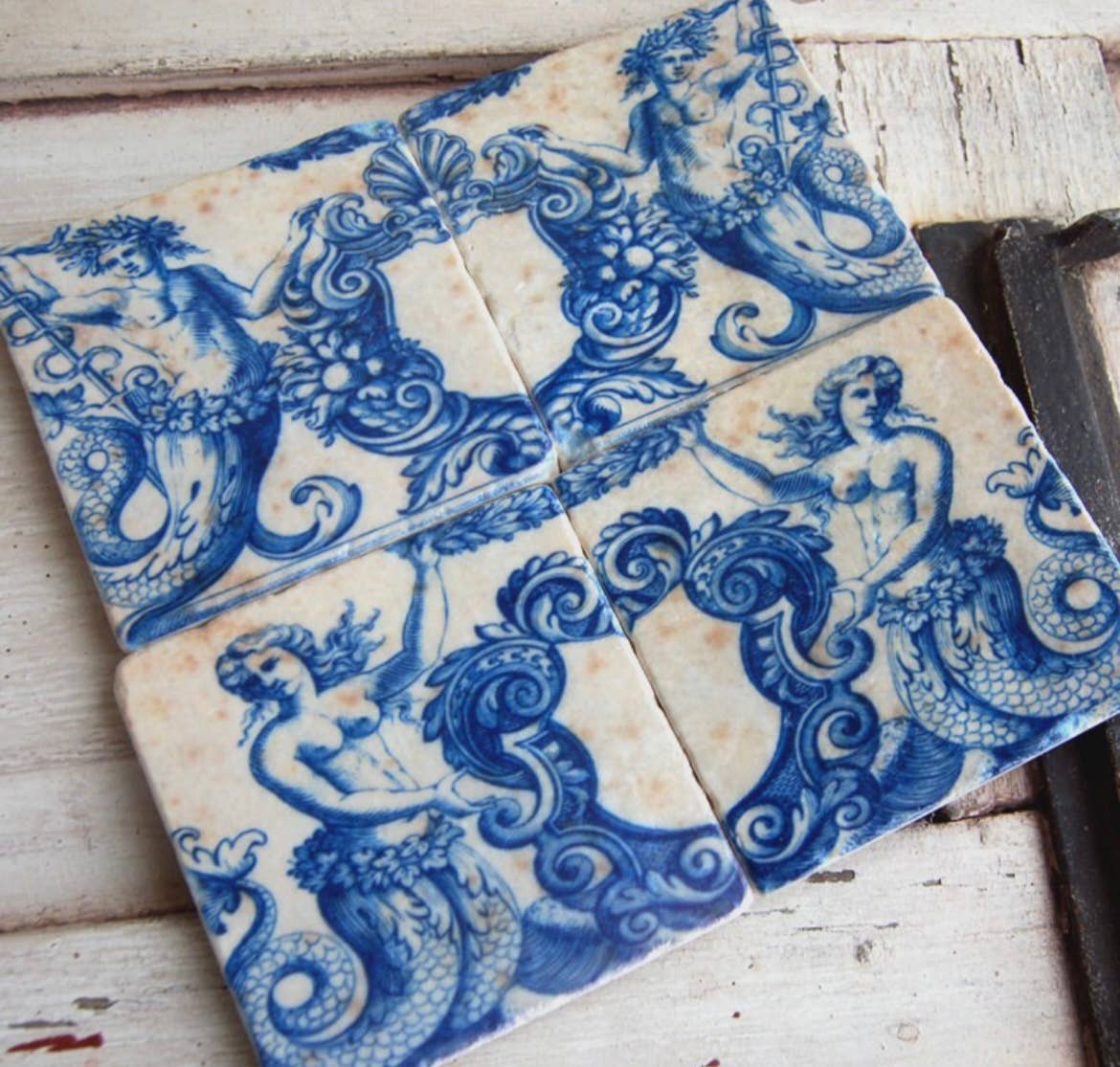 The Painted Lily - Mermaids stone coasters - case of 4