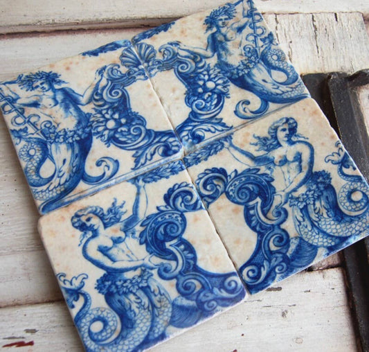 The Painted Lily - Mermaids stone coasters - case of 4