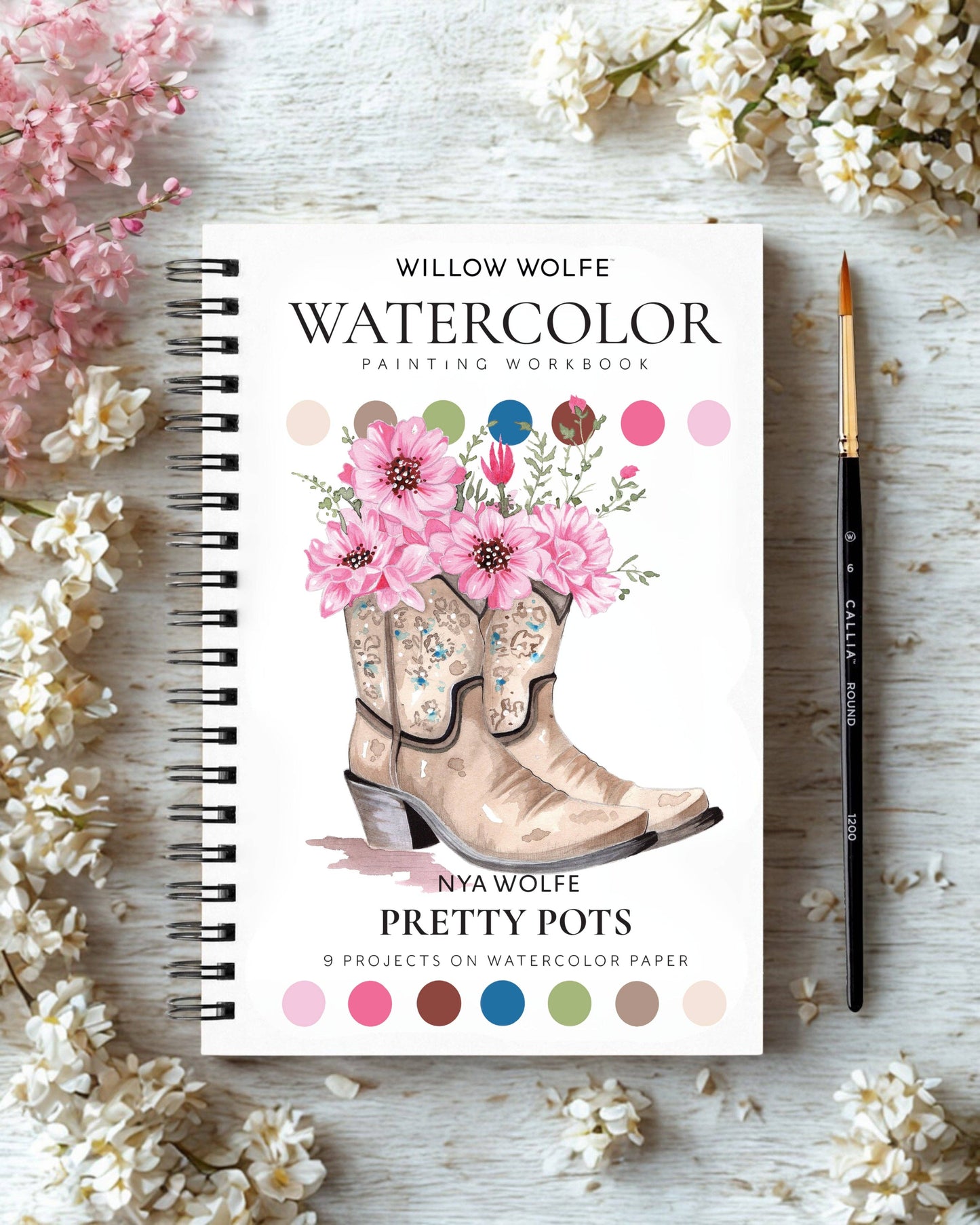 Willow Wolfe USA - Pretty Pots Watercolor Workbook by Nya Wolfe