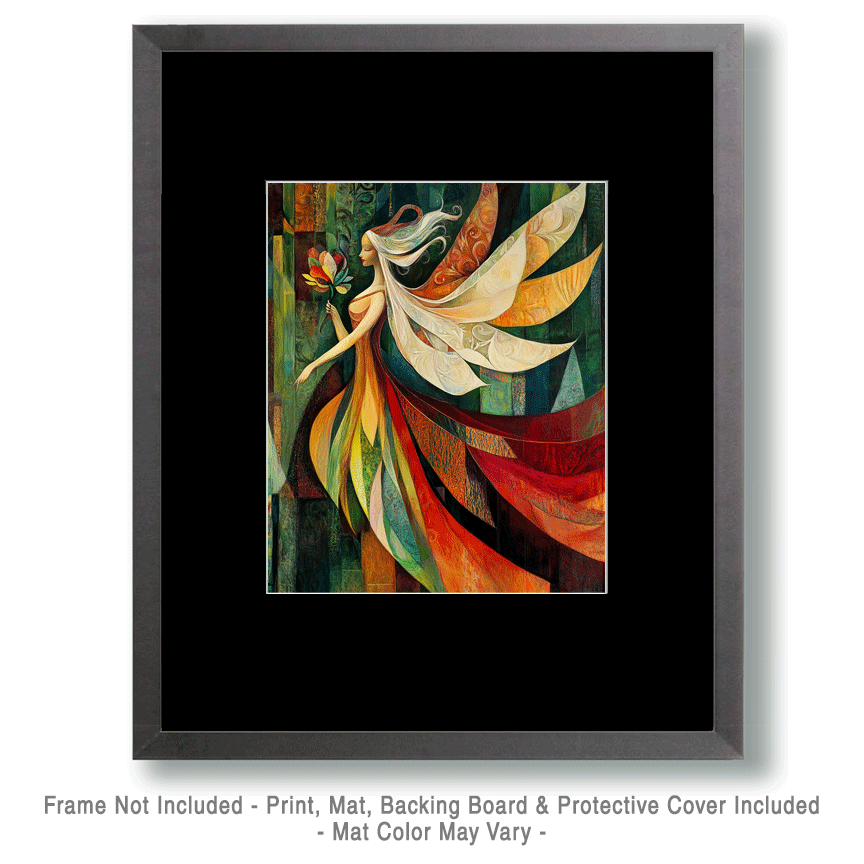Mowbi - Abstract Fairy - Fairies Wall Art Prints – 8″x10″ Artwork for 11″x14″ Frame