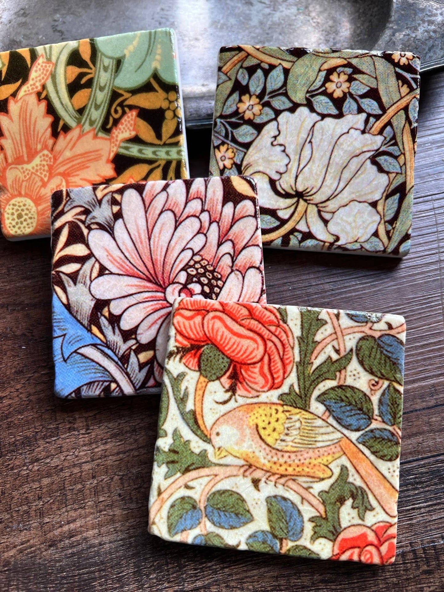 The Painted Lily - Peachy, Peachy stone coasters - case of 4