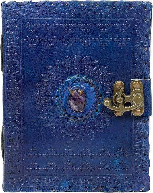 Tuzech Leather - Handmade 7x5 Leather Journal – Vintage Travel Writing Diary: Dark Blue