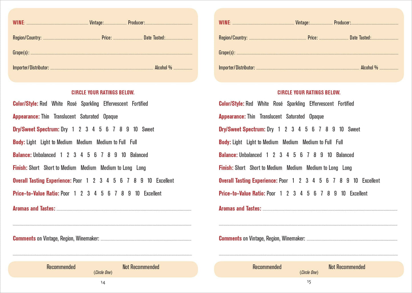 Peter Pauper Press - Wine Tasting Journal