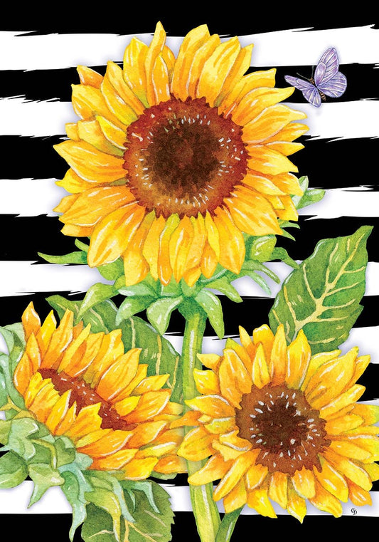 Custom Decor - Sunflower Stripes-Flag - 12” x 18”