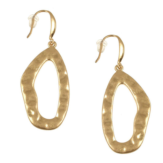 Origin Jewelry - Antique Organic Oval Earrings - Antique Gold or Silver, 2": Gold