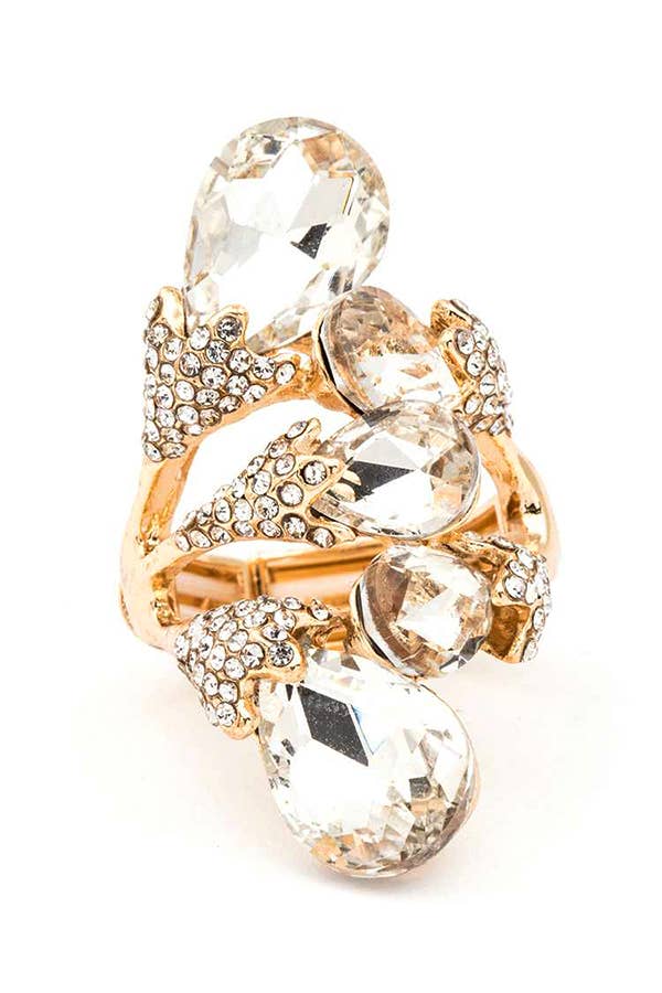 Artini Accessories - Crystal Iconic Stretch Ring: Multi/Gold