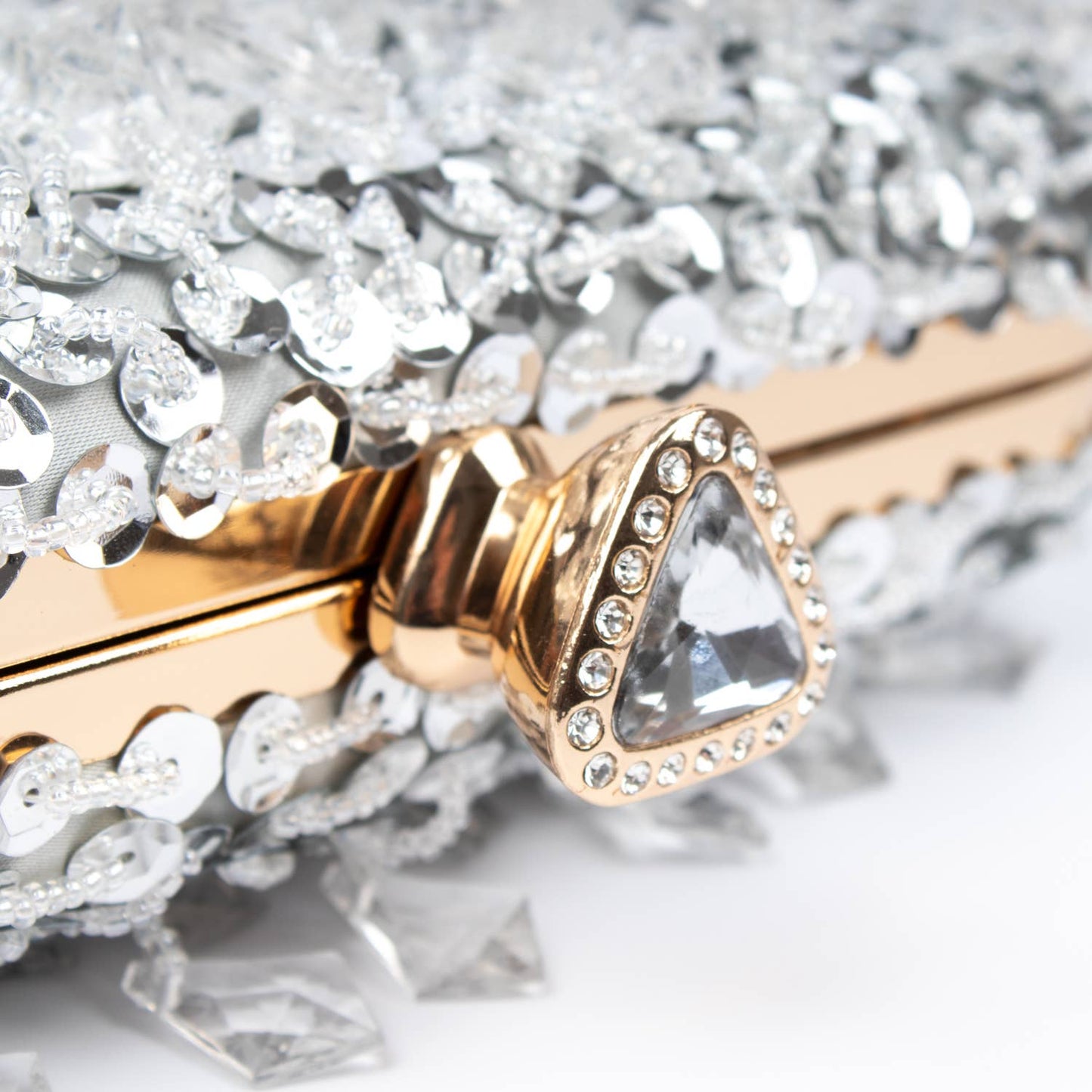 PEACH ACCESSORIES - OC3910 embellished beads embellished evening bag: Silver