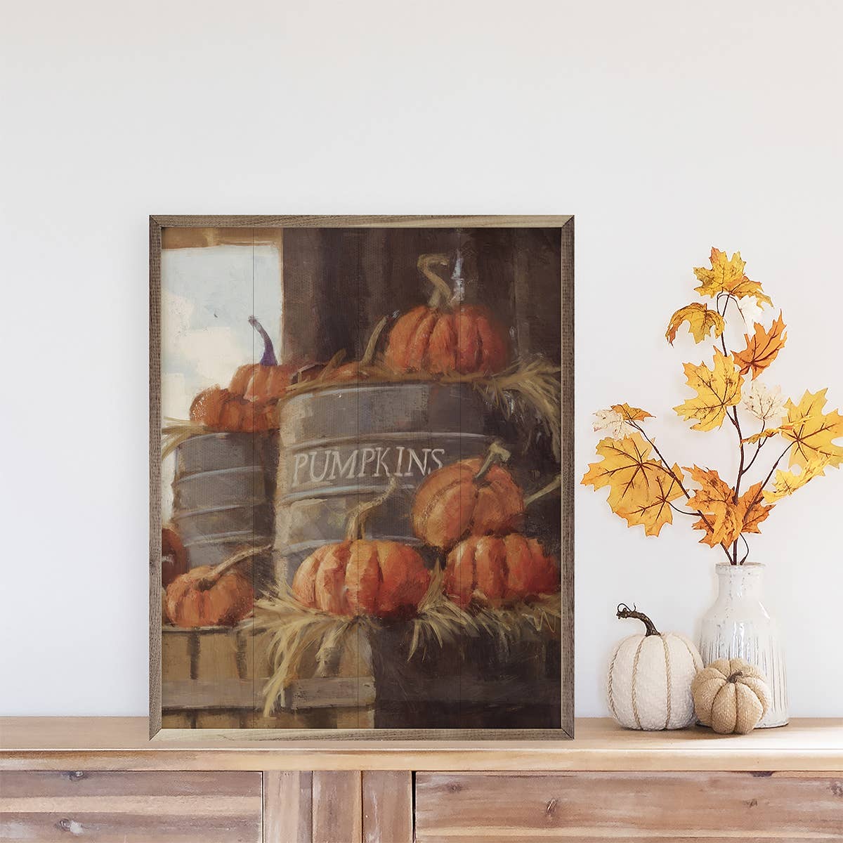 Kendrick Home - Vintage Pumpkins 3 Cans By Nina Blue: 8 x 10 x 1.5