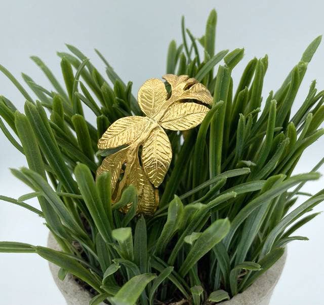 AJS Design Studio - Gold Plated Brass Laurel Leaf Cuff