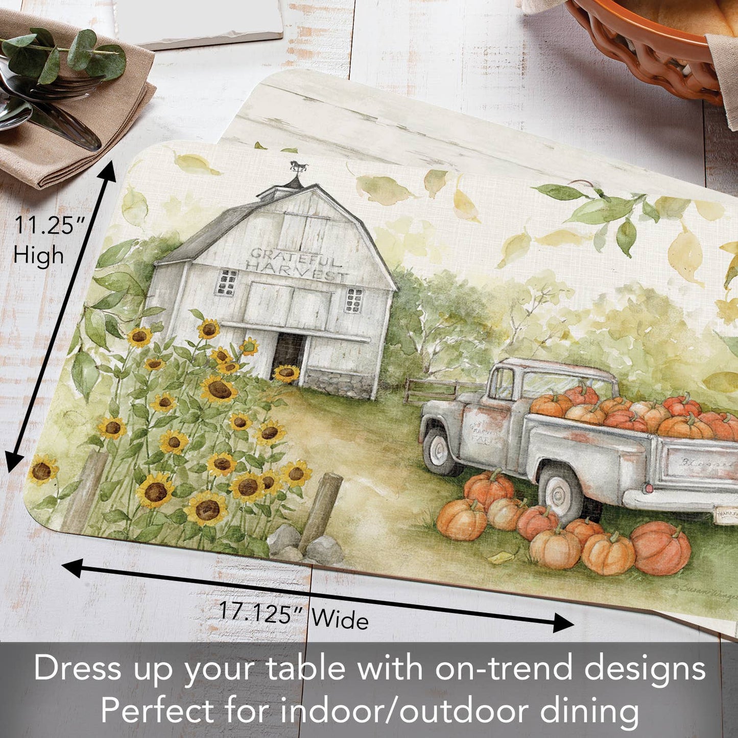 CounterArt/Highland Home/Thirstystone - Pumpkin Farm Reversible Rectangular Plastic Placemat