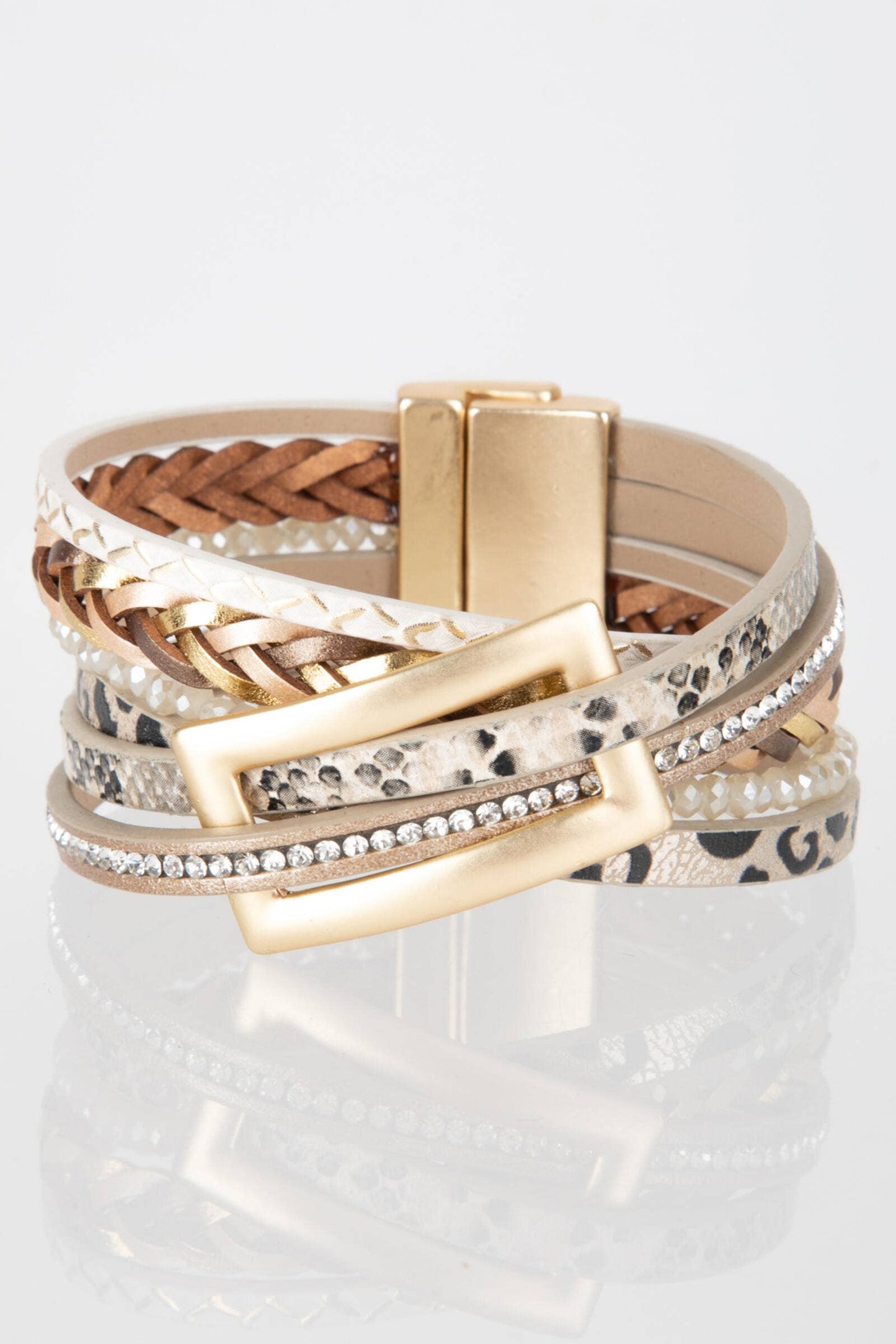 SAACHI - Patterned Leather Buckle Bracelet