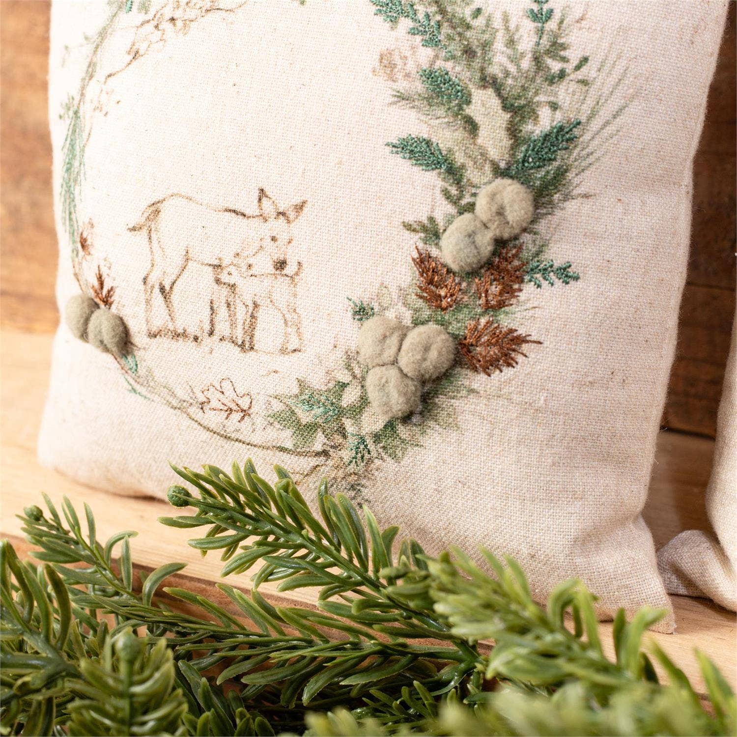 Mini Pillows - Holly And Ivy Embroidered - Thumbnail 3