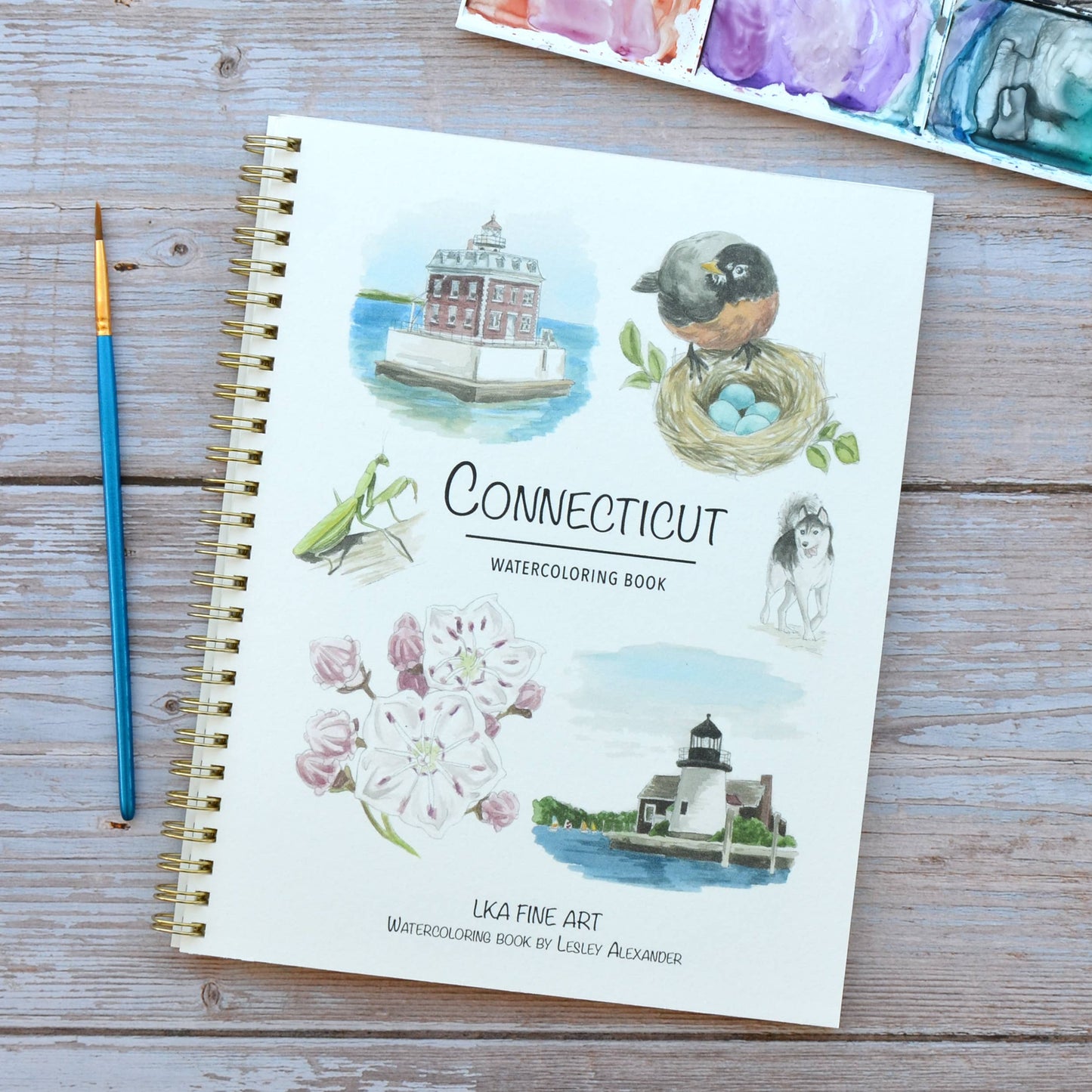 LKA Fine Art - Watercolor workbook, Connecticut Themed Watercoloring book
