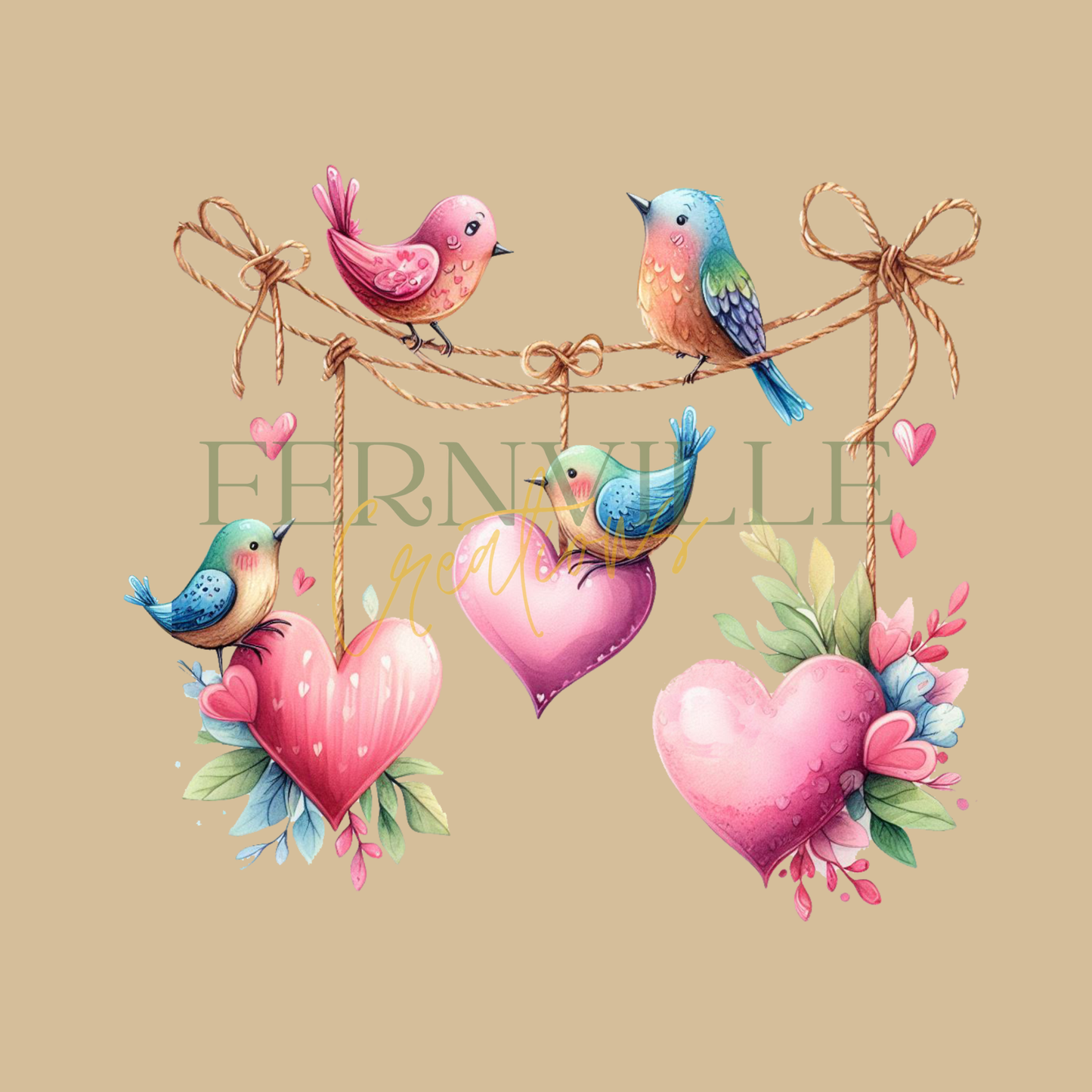 Fernville Creations - Valentine's Day Heart Fingertip Towel for Powder Room